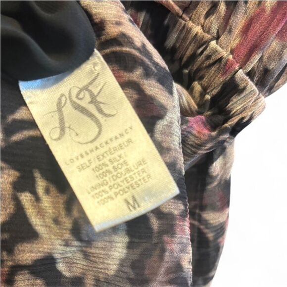 LoveShackFancy Noelle Silk Mini Dress Black Floral Size Medium - Picture 6 of 8